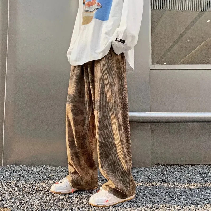 休闲裤男2023 American Style Trendy High Street Casual Pants For Men And Women Loose Fit Straight Leg Bell Bottoms Spring Japanese Vintag