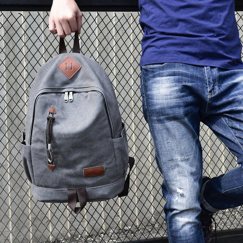 包包男Fashion Trend Backpack Men's Casual Canvas Backpack Retro Travel Bag High School Student School Bag Men's F8108