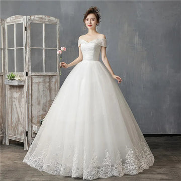 礼服女Sequined Boat neck Off Shoulder Ivory Wedding Dress 2023 New style Vestido De Noiva For Wedding Robe De Mariage Bride Dress