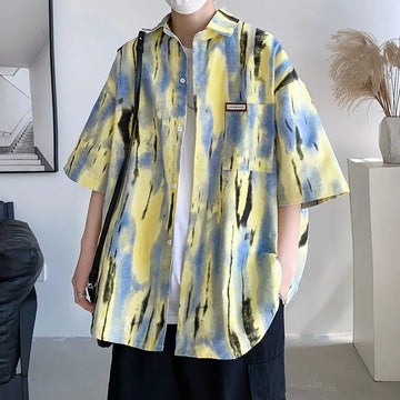 衬衫男Elegant Fashion Harajuku Slim Fit Ropa Hombre Loose Casual Sport All Match Outerwear Pointed Collar Button Short Sleeve Shirt